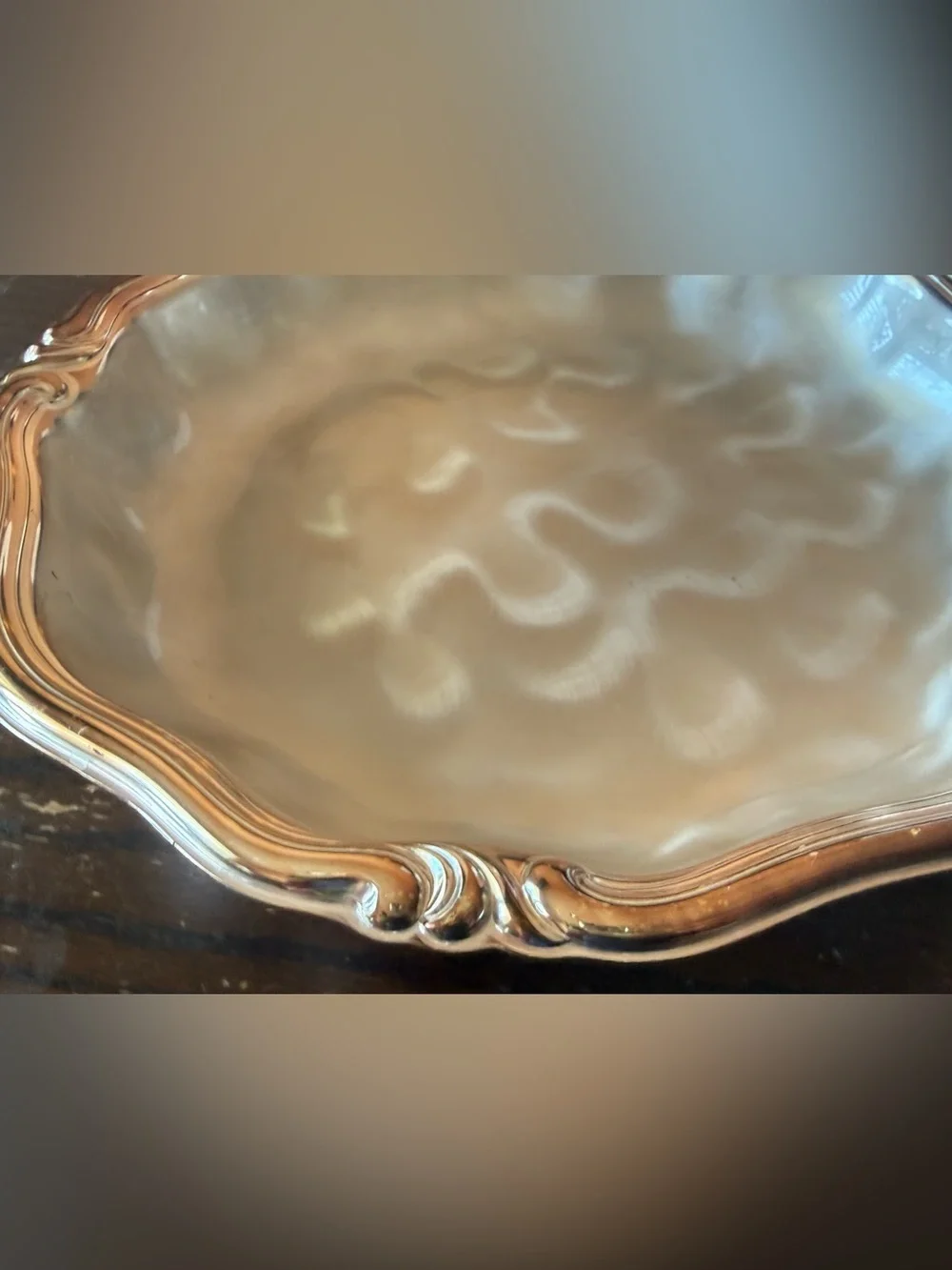 WMF-IKORA SILVER-PLATED ROUND SERVING DISH BRUSHED SWIRL FINISH